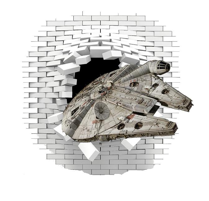 Star wars 2 - hola í vegg Millennium falcon