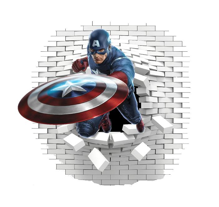 Captain America hola í vegg 
