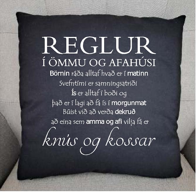 Amma og Afi reglur púði