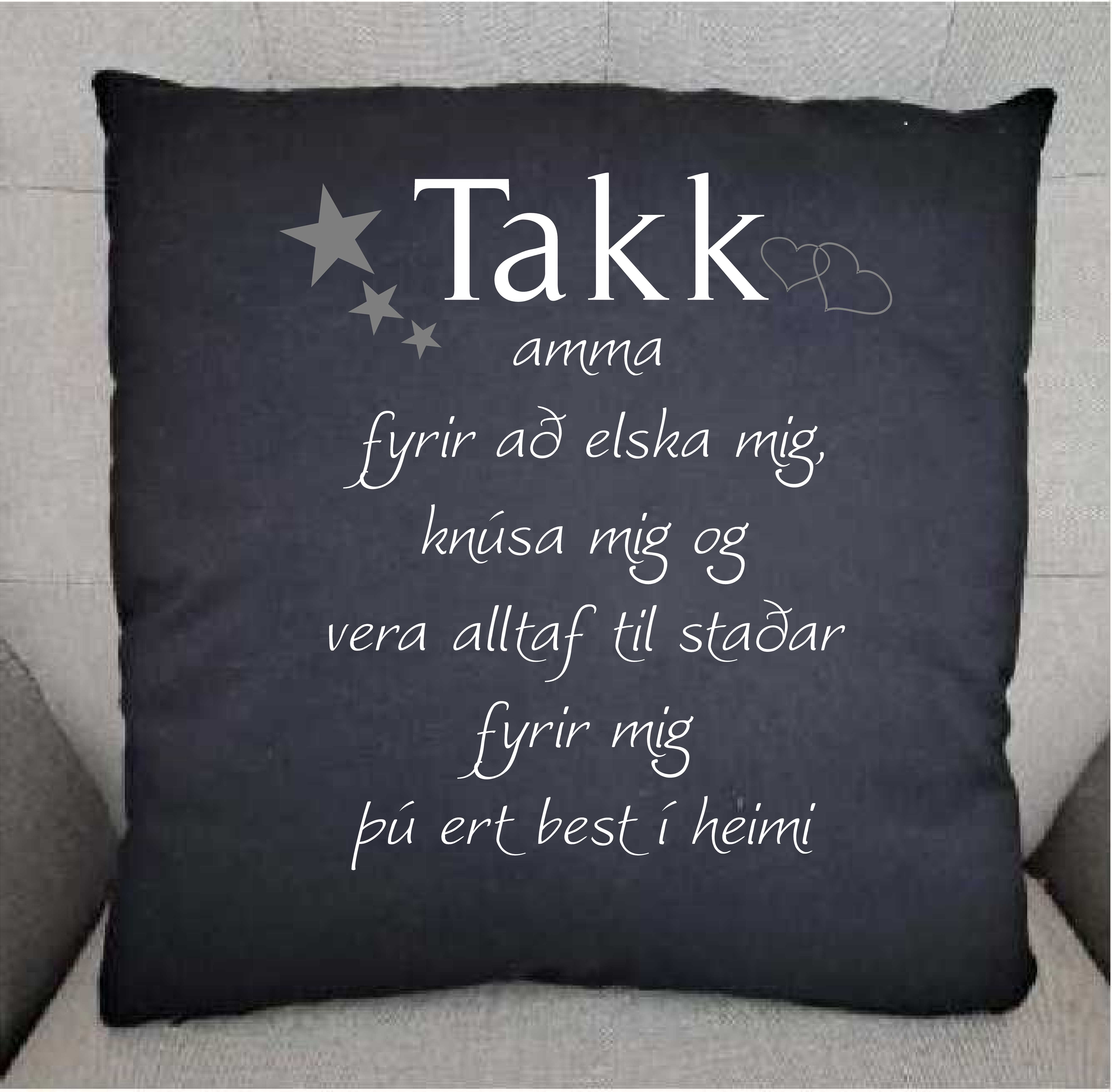 Takk Amma og Afi elska mig púði